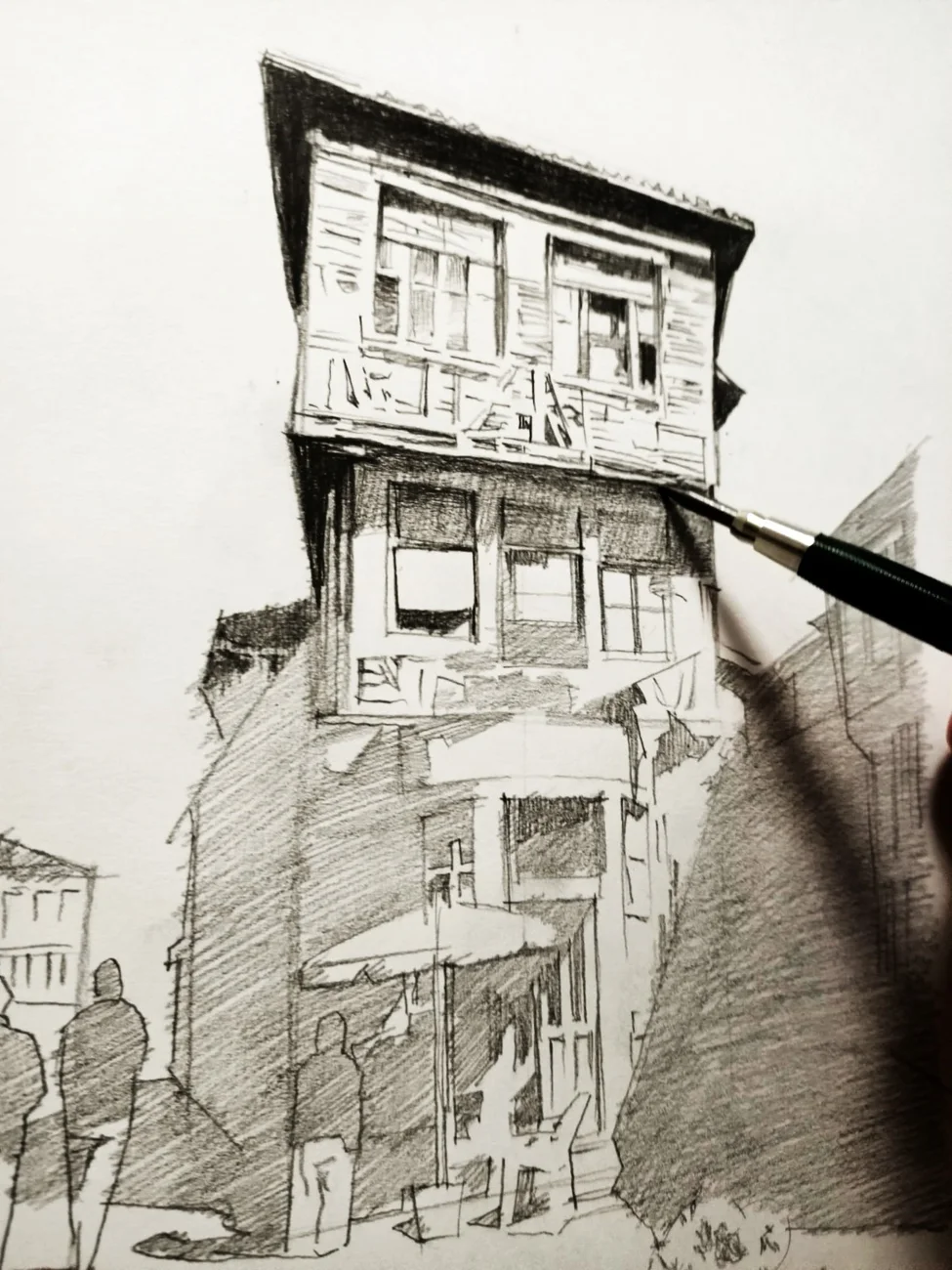 Dibujo · Paisaje urbano, fase 3: Sombras y degradaciones