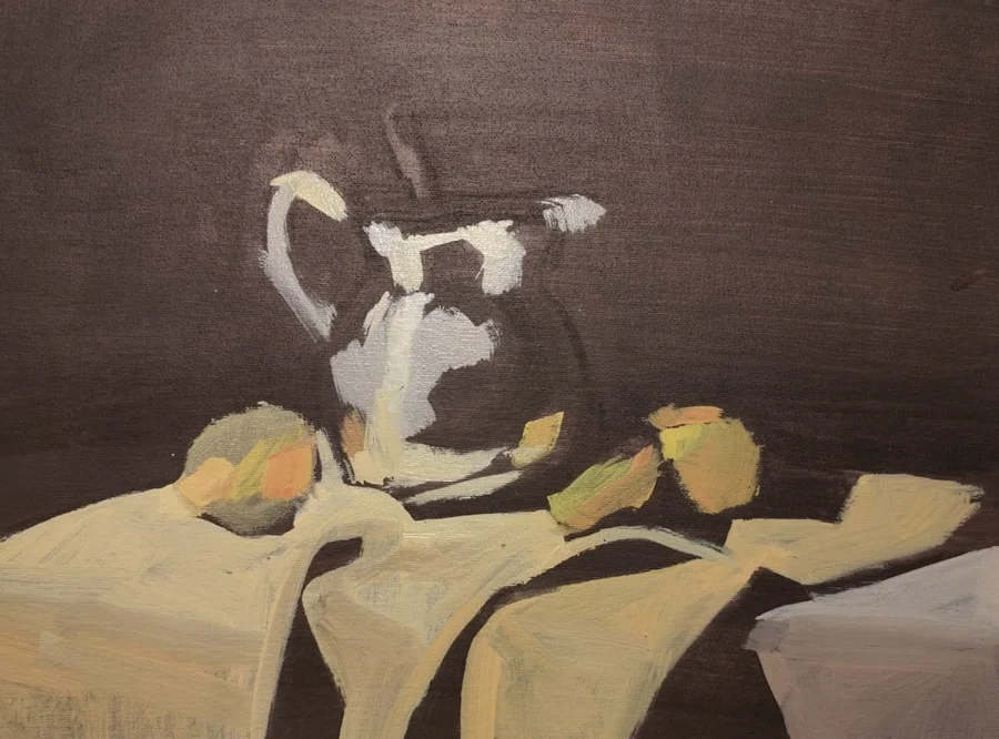 Pintura · Bodegón al óleo, fase 2: Contraste simplificado