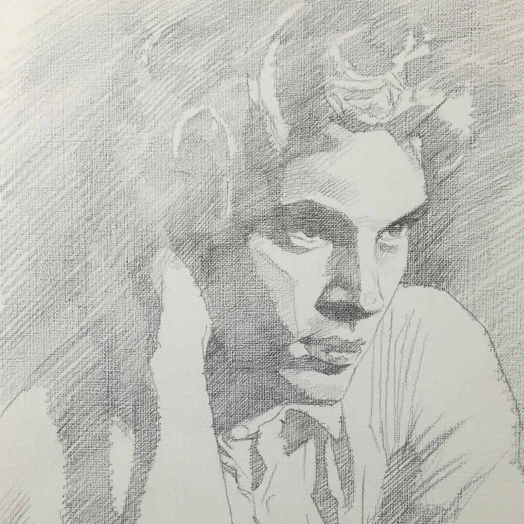 Estudio de rostro — grafito sobre papel