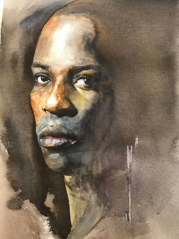 Retrato — acuarela sobre papel