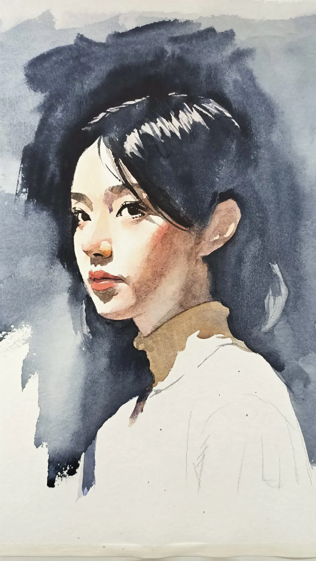 Retrato de joven — acuarela sobre papel
