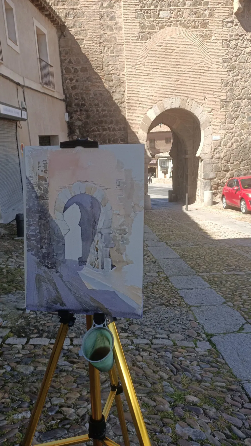 Acuarela junto a la puerta de la ciudad